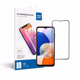 Apsauginis stiklas Blue Star - SAMSUNG A14 5G Full Face (pilnas klijavimas su rėmeliu, mažo dydžio) juodas