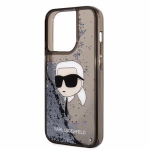 Karl Lagerfeld Glitter Karl's Head dėklas telefonui iPhone 14 Pro Max - juodas