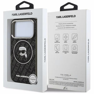Karl Lagerfeld IML Karl Galvos Logotipas Magnetinis dėklas telefonui iPhone 17 Pro Max - Juodas