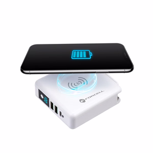 FORCELL F-ENERGY daugiafunkcis įkroviklis 15W 4in1 su USB/USB-C jungtimi, išorine baterija 8000mAh ir belaidžiu įkrovimu