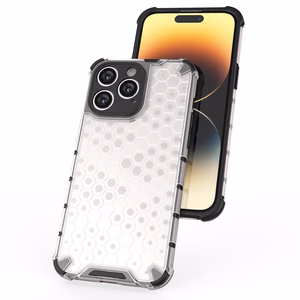Honeycomb dėklas telefonui iPhone 14 Pro Max šarvuotas hibridinis dangtelis skaidrus