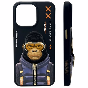 Nimmy Cool&Cute 2.0 beždžionės dėklas iPhone 15 Pro - juodas