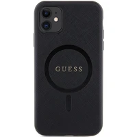 Guess GUHMN61PSAHMCK dėklas iPhone 11 / Xr - juodas Saffiano MagSafe