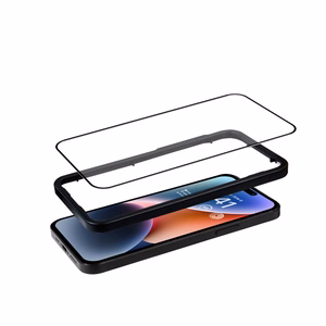 Crong Anti-Bacterial 3D Armor Glass 9H visą ekraną dengiantis grūdintas apsauginis stiklas, skirtas iPhone 14 Pro, su montavimo rėmeliu