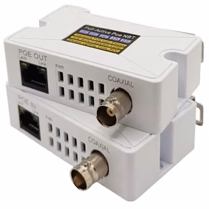PoE 10/100 Mbps network extender over coaxial cable, up to 500 m