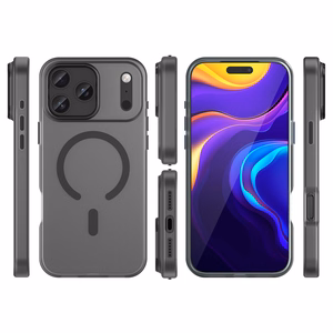 Magnetinis abrazyvinis dėklas telefonui iPhone 17 Pro Max, suderinamas su MagSafe - matinė juoda