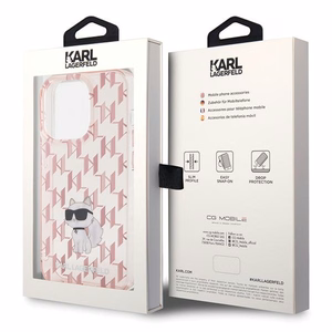 Karl Lagerfeld monograma Choupette dėklas telefonui iPhone 15 Pro Max - rožinis