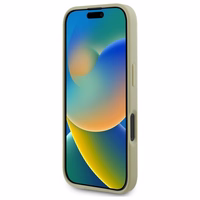 Guess Saffiano bijūno klasikinio logotipo magnetinis dėklas telefonui iPhone 16 - auksinė