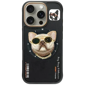 Nimmy Glasses Šaunus šuo Magnetinis dėklas telefonui iPhone 16 Pro Max - juodas