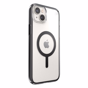 Speck Presidio Perfect-Clear with Impact Geometry + MagSafe case for iPhone 15 Plus / 14 Plus, with Microban antimicrobial protection, Clear / Black