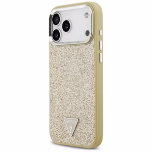 Guess Glitter Triangle Logo MagSafe чехол iPhone 17 Pro Max золотой