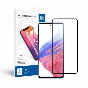 Apsauginis stiklas Blue Star - SAMSUNG A53 5G viso ekrano (su pilnu klijavimu, su rėmeliu, mažo dydžio) - juodas