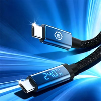 Blavec Laidas Velox pintas - Typ C na Typ C - PD 240W 5A LED display 1,2 metra Apple CarPlay/Android Auto (CVE-CC5B12) juodas