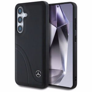 Mercedes Odinis Kreivės siūlės dėklas Samsung Galaxy S25 - juodas