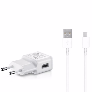 Samsung EP-TA200EWE USB-A 15W sieninis įkroviklis su EP-DR140AWE USB-A - USB-C kabeliu (OOB Bulk - pakaitinė pakuotė) - baltas