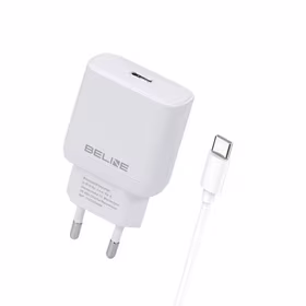 Beline Tinklo įkroviklis 1x USB-C 25W + USB-C laidas balta PD 3.0 BLNCW25C GaN