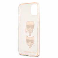 Karl Lagerfeld Glitter Karl's & Choupette Head Dėklas iPhone 13 mini - auksinis