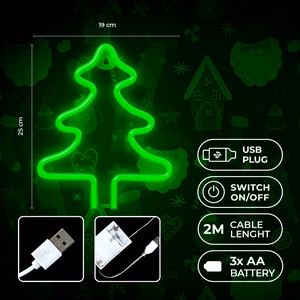 Žalias LED neoninis kalėdinės eglutės šviestuvas FLNE16 Forever Light