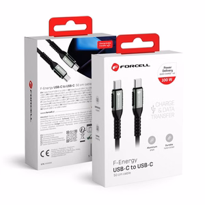 Kabelis FORCELL F-ENERGY C260 Type-C į Type-C QC4.0 PD 5A 100W Cafule 0,5 m juodas
