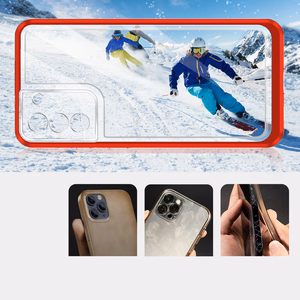 Clear 3in1 dėklas Samsung Galaxy S23+ silikoninis dėklas su rėmeliu raudonas