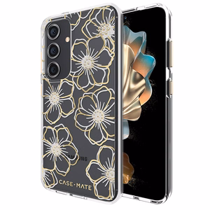 Case-Mate Floral Gems dėklas, skirtas Samsung Galaxy S24, aukso spalvos