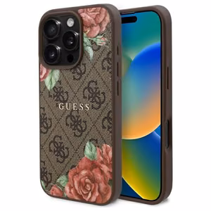 Guess GUHMP16XP4ROPEMCW iPhone 16 Pro Max 6.9" kietasis dėklas brūnas 4G Flowers Print MagSafe