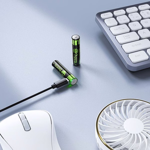 Įkraunama baterija R3 (AAA) 320 mAh su USB C + laidas USB A į 2 x USB C 2 vnt. Hoco JA4 juoda