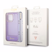 Guess GUHCP14XHGCOHU iPhone 14 Pro Max 6.7" violetinis/violetinis kietas dėklas Translucent Pearl Strap