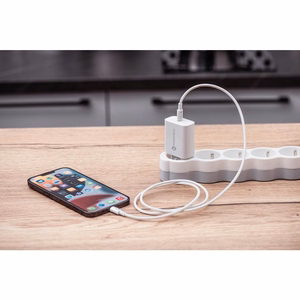 Įkroviklis Forcell + "USB-C (Type-C) to Lightning Cable" (1xUSB-C 3A 20W) baltas