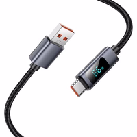 Kabelis USB A į USB C Hoco 5A su ekranu 1 m X112 juodas