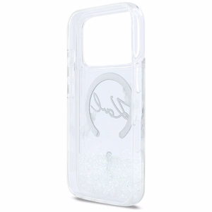 Karl Lagerfeld Liquid Glitter Karl Script Logo MagSafe Dėklas for iPhone 17 Pro - Clear