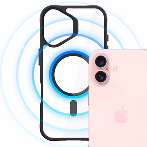 3mk Satin Armor MagCase su MagSafe iPhone 16 Plus - skaidrus su juodu rėmeliu
