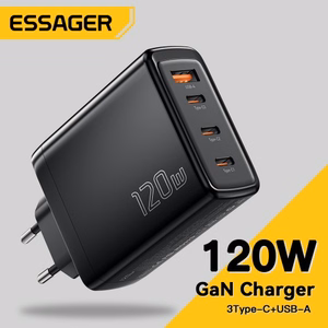 Įkroviklis Essager GaN Extreme juodas 120W (3xPD / QC3.0)