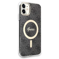 Rinkinys Guess GUBPN61H4EACSK Dėklas+Įkroviklis iPhone 11 6.1" juodas/juodas kietas dėklas 4G Spauda Magnetinis