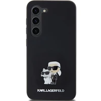 Karl Lagerfeld Silikoninis Karl&Choupette Metal Pin dėklas Samsung Galaxy S24 - juodas