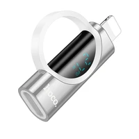 Adapteris Lightning į USB-C Hoco PD 2,4A 27W su skaitmenine indikacija UA32B sidabro spalvos