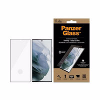 PanzerGlass E2E Microfracture antibakterinis stiklas Samsung Galaxy S22 Ultra - su juodu rėmeliu