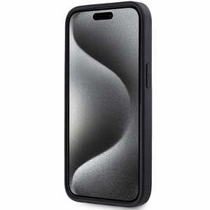DKNY 3D Guminis dėklas su pasikartojančiu raštu iPhone 15 Plus - juodas