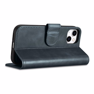 iCarer Aliejaus Vaško Piniginės Dėklas 2in1 Dangtelis iPhone 14 Plus Anti-RFID Odinis Atverčiamas Dėklas Mėlynas (WMI14220723-BU)