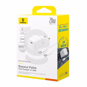 Įkroviklis Baseus Palm 20W USB-C + USB-C to USB-C cable 1.0m baltas P10111602213-01