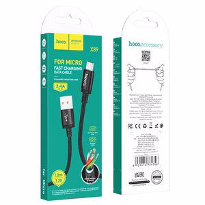Kabelis USB A į Micro USB Hoco 2,4A 1 m X89 juodas