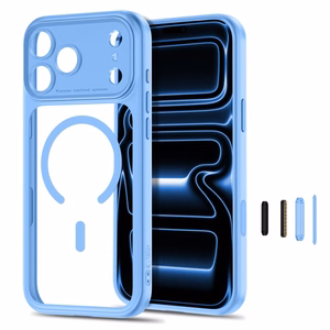 Tech-Protect MagPeak MagSafe CC dėklas, skirtas iPhone 18 Pro / 17 Pro – skaidrus mėlynas