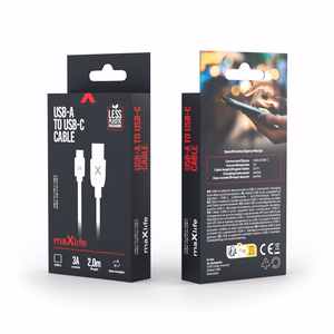 Maxlife kabelis USB - USB-C 2,0 m 3A baltas