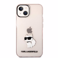 Karl Lagerfeld Ikonik Choupette dėklas telefonui iPhone 14 - rožinis