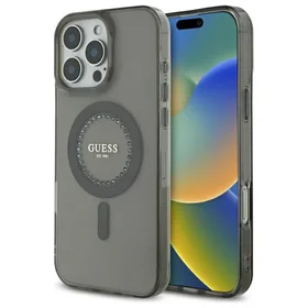 Guess IML Rhinestones Magnetinis dėklas telefonui iPhone 16 Pro Max - juodas