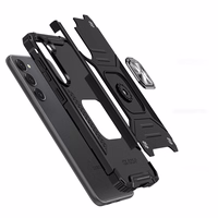 Wozinsky Ring Armor dėklas telefonui Samsung Galaxy S23 šarvuotas dėklas su magnetiniu laikikliu ir žiedu juodas
