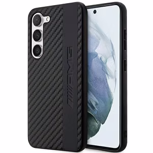 AMG AMHCS23MBLSCA S23+ S916 - juodas kietas dėklas su karbono juostele ir reljefu