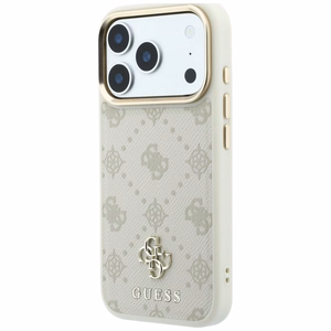 Guess Peony 4G Small Logo MagSafe dėklas, skirtas iPhone 17 Pro / 18 Pro, smėlio spalvos