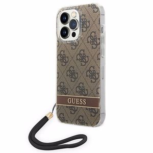 Guess GUOHCP14XH4STW iPhone 14 Pro Max 6.7 "rudas/rudas kietas dėklas 4G rašto dirželis