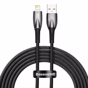 USB kabelis Lightning įrenginiams Baseus Glimmer Series, 2.4A, 2m (juodas)
